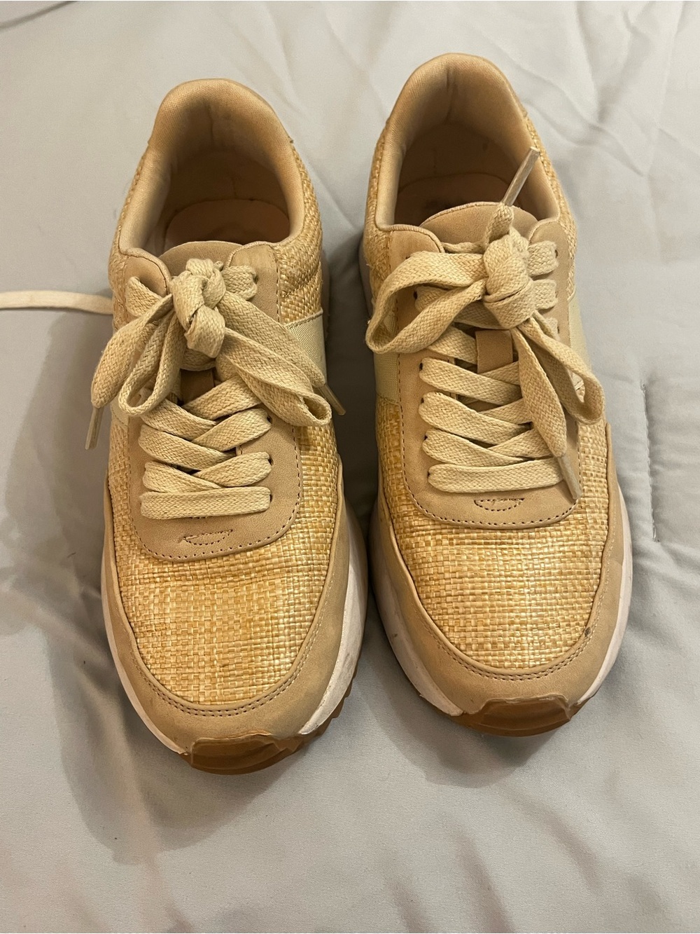 Dolce Vita Beige Woven Slip-On Sneakers